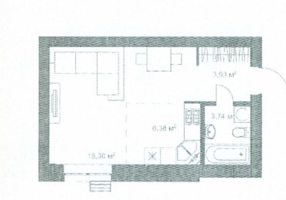 Продажа квартиры-студии 32 м², 3/8 этаж