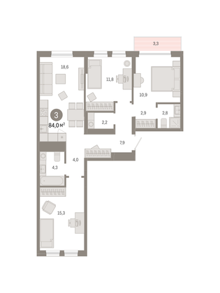 Продажа 3-комнатной квартиры 84 м², 2/9 этаж
