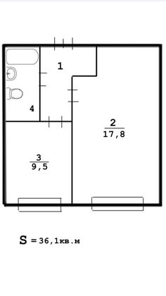 Продажа 1-комнатной квартиры 36,1 м², 1/5 этаж