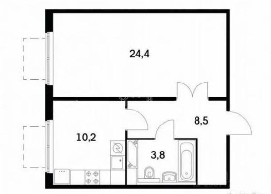 Продажа 1-комнатной квартиры 46,7 м², 2/25 этаж