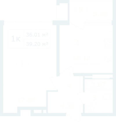 Продажа 1-комнатной квартиры 39,2 м², 3/12 этаж