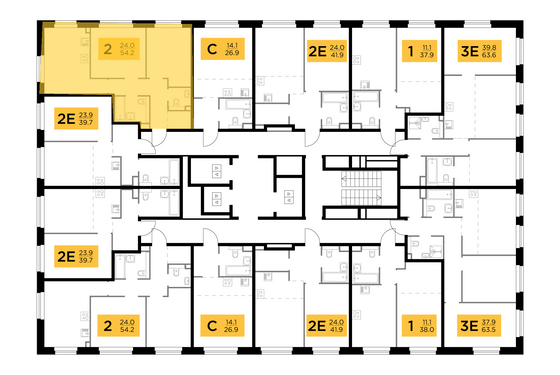 Продажа 2-комнатной квартиры 54,2 м², 7/23 этаж