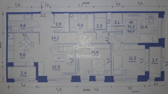 Продажа 4-комнатной квартиры 94,9 м², 8/13 этаж