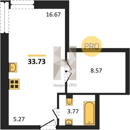 Продажа 1-комнатной квартиры 33,7 м², 10/25 этаж