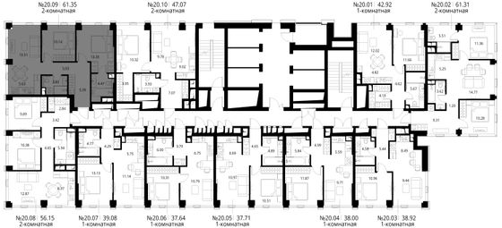 Продажа 2-комнатной квартиры 61,3 м², 20/48 этаж