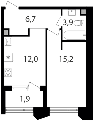 Продажа 1-комнатной квартиры 39,7 м², 12/17 этаж