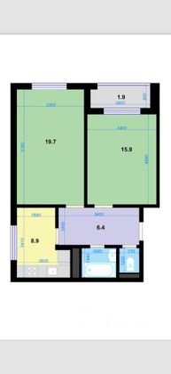 Продажа 2-комнатной квартиры 53,8 м², 12/12 этаж