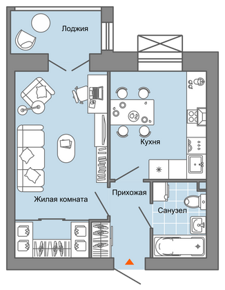 37 м², 1-комн. квартира, 5/6 этаж