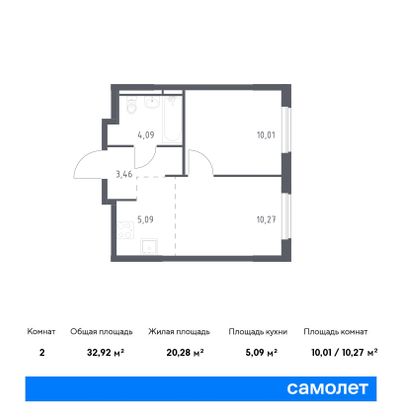 32,9 м², 2-комн. квартира, 17/17 этаж