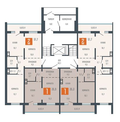Продажа 1-комнатной квартиры 35,3 м², 1/10 этаж