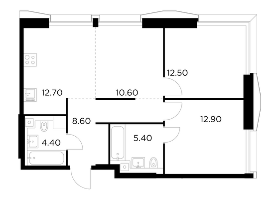 67,1 м², 3-комн. квартира, 20/32 этаж