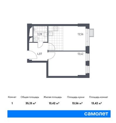 Продажа 1-комнатной квартиры 35,1 м², 27/31 этаж