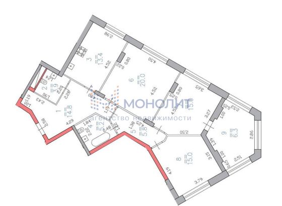 Продажа 3-комнатной квартиры 105,7 м², 10/21 этаж