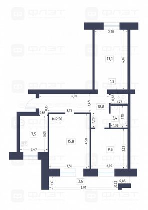 Продажа 3-комнатной квартиры 60,3 м², 3/9 этаж