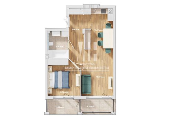 Продажа 1-комнатной квартиры 57 м², 3/5 этаж