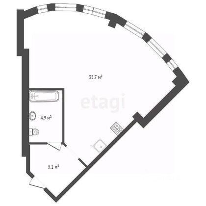 Продажа квартиры-студии 45,7 м², 3/16 этаж