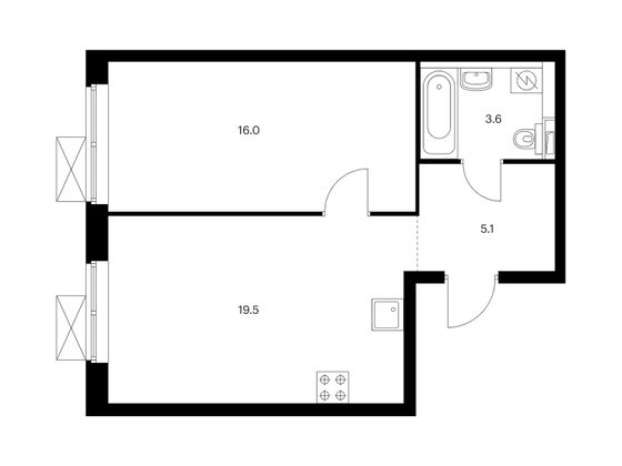 Продажа 1-комнатной квартиры 44,2 м², 5/23 этаж
