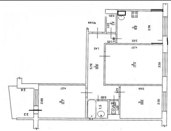 Продажа 3-комнатной квартиры 59,6 м², 3/9 этаж