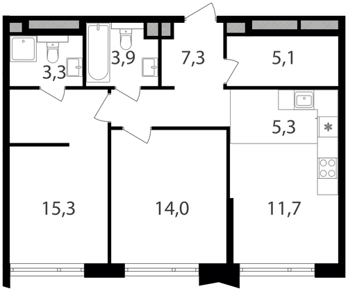 Продажа 2-комнатной квартиры 65,9 м², 10/24 этаж