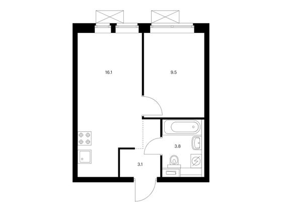 Продажа 1-комнатной квартиры 32,5 м², 13/33 этаж