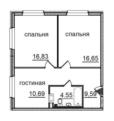 Продажа 2-комнатной квартиры 58,3 м², 13/29 этаж