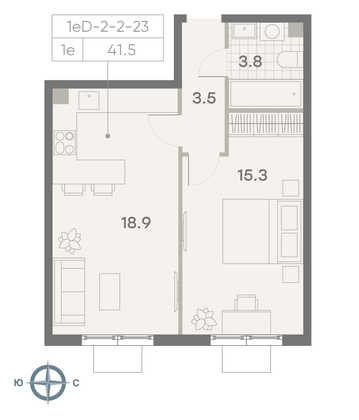 Продажа 1-комнатной квартиры 41,5 м², 23/23 этаж