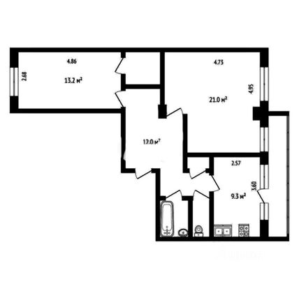 Продажа 2-комнатной квартиры 63,9 м², 11/16 этаж