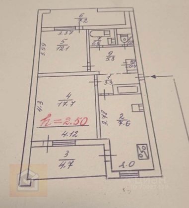 Продажа 2-комнатной квартиры 56 м², 5/7 этаж