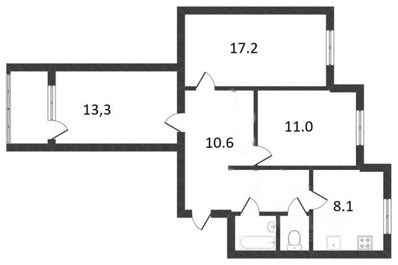 Продажа 3-комнатной квартиры 66,5 м², 1/9 этаж