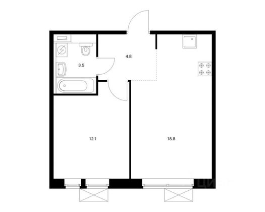 Продажа 1-комнатной квартиры 39,2 м², 2/10 этаж