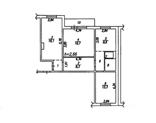 Продажа 3-комнатной квартиры 70,8 м², 3/10 этаж