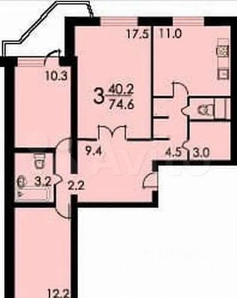 Продажа 3-комнатной квартиры 74,5 м², 7/12 этаж