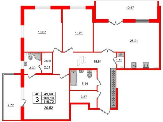 Продажа 3-комнатной квартиры 109,1 м², 3/5 этаж