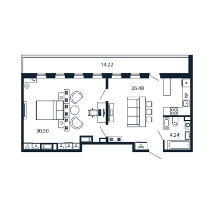 Продажа 1-комнатной квартиры 60,1 м², 11/13 этаж