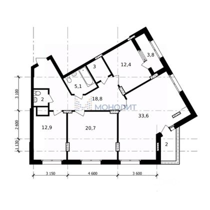 Продажа 3-комнатной квартиры 115,5 м², 16/21 этаж