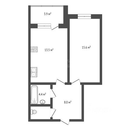 Продажа 1-комнатной квартиры 42,1 м², 1/17 этаж