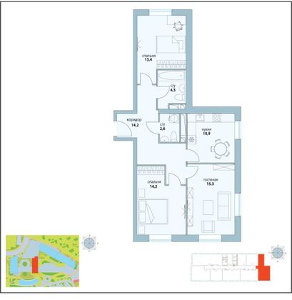 Продажа 3-комнатной квартиры 75,2 м², 14/24 этаж