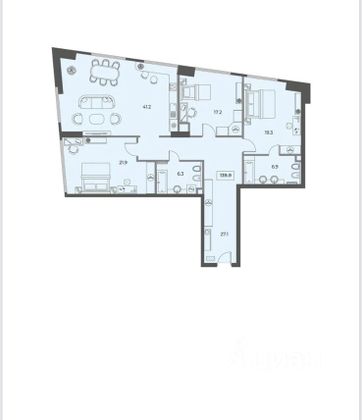 Продажа многокомнатной квартиры 138,5 м², 4/29 этаж