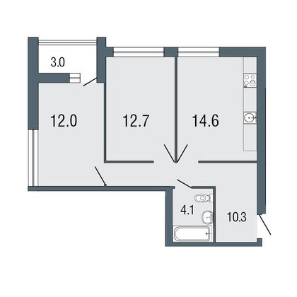 Продажа 2-комнатной квартиры 54 м², 2/26 этаж