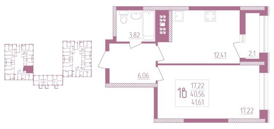 Продажа 1-комнатной квартиры 42 м², 1/18 этаж