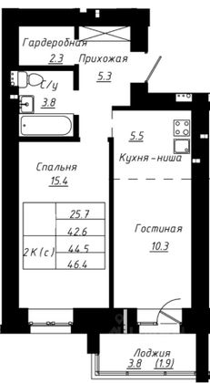 Продажа 2-комнатной квартиры 43 м², 5/10 этаж