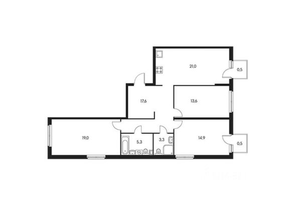 Продажа 3-комнатной квартиры 94,6 м², 2/12 этаж