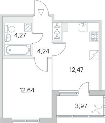 Продажа 1-комнатной квартиры 35,6 м², 5/5 этаж