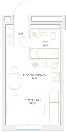 Продажа квартиры-студии 28,7 м², 10/23 этаж