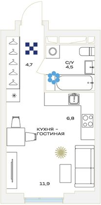 Продажа квартиры-студии 28 м², 10/23 этаж