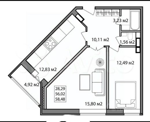 Продажа 2-комнатной квартиры 58 м², 21/25 этаж