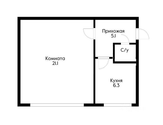 Продажа 1-комнатной квартиры 34 м², 1/2 этаж
