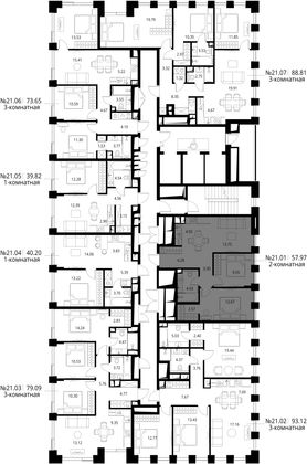 Продажа 2-комнатной квартиры 58 м², 21/26 этаж