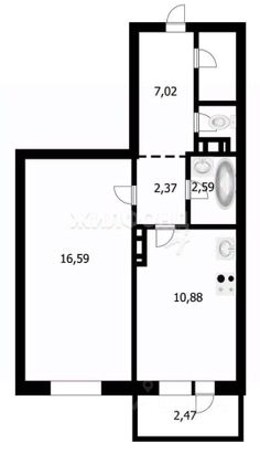 Продажа 1-комнатной квартиры 39 м², 6/10 этаж