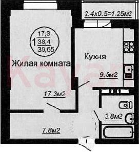 Продажа 1-комнатной квартиры 41,5 м², 6/6 этаж